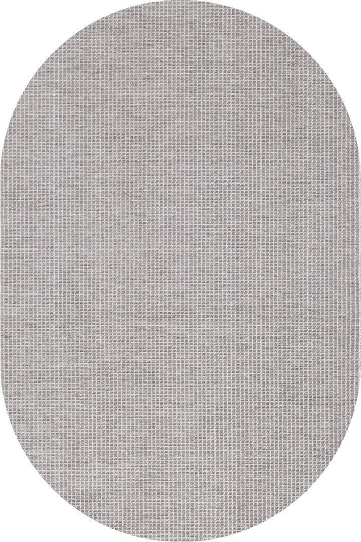 Divan Şönil Pamuklu Tek Renk Desensiz Kilim Oval Halı Hr-5841 Açık Gri - 1
