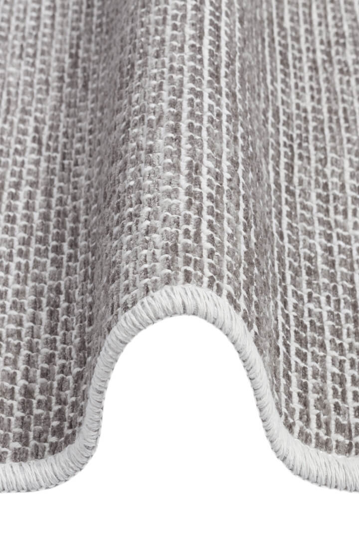 Divan Şönil Pamuklu Tek Renk Desensiz Kilim Oval Halı Hr-5841 Açık Gri - 3