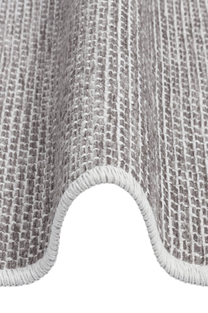 Divan Şönil Pamuklu Tek Renk Desensiz Kilim Oval Halı Hr-5841 Açık Gri - 3