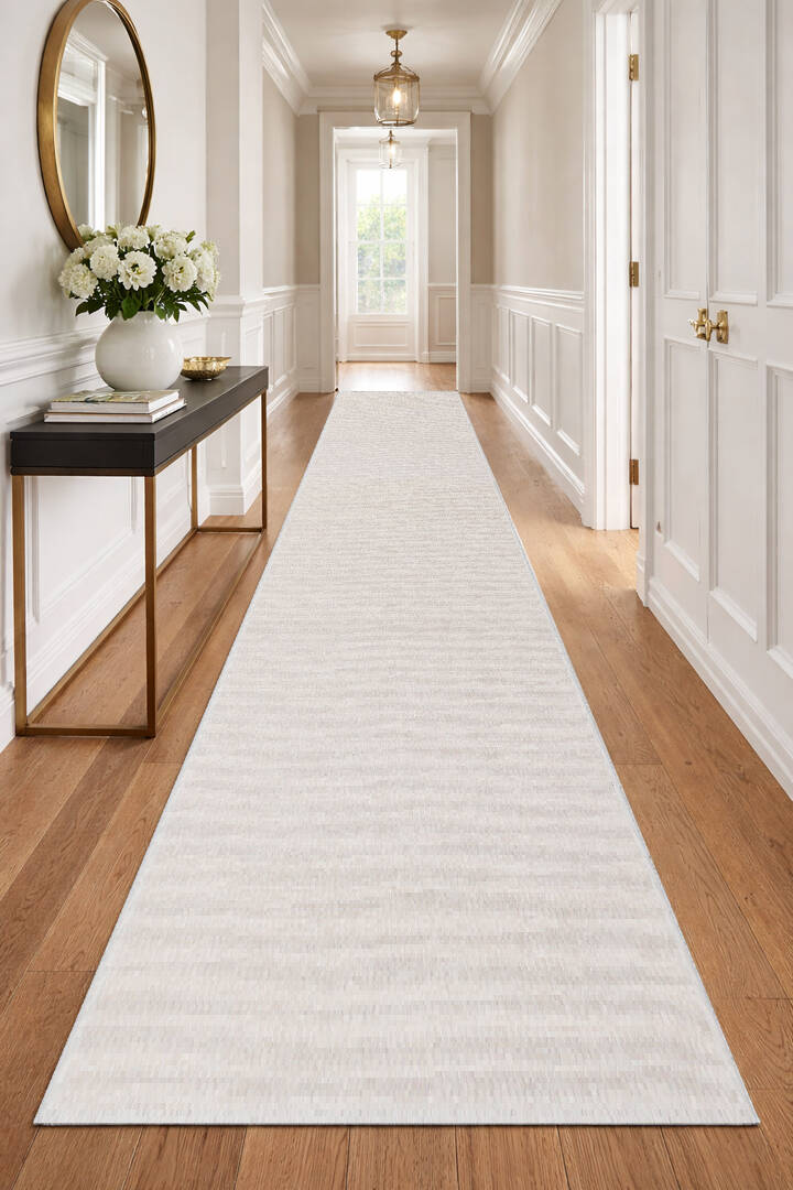 Divan Şönil Pamuklu Tek Renk Desensiz Kilim Yolluk Kesme Halı Hr-1621 Krem - 1
