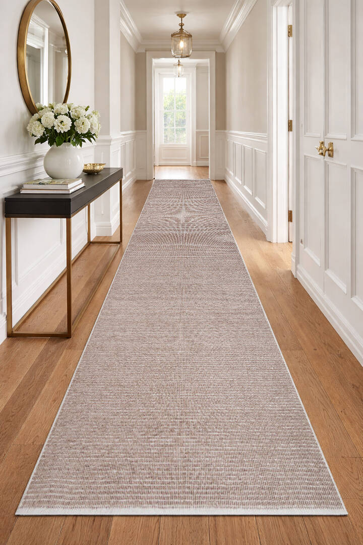 Divan Şönil Pamuklu Tek Renk Desensiz Kilim Yolluk Kesme Halı Hr-4501 Bej - 1