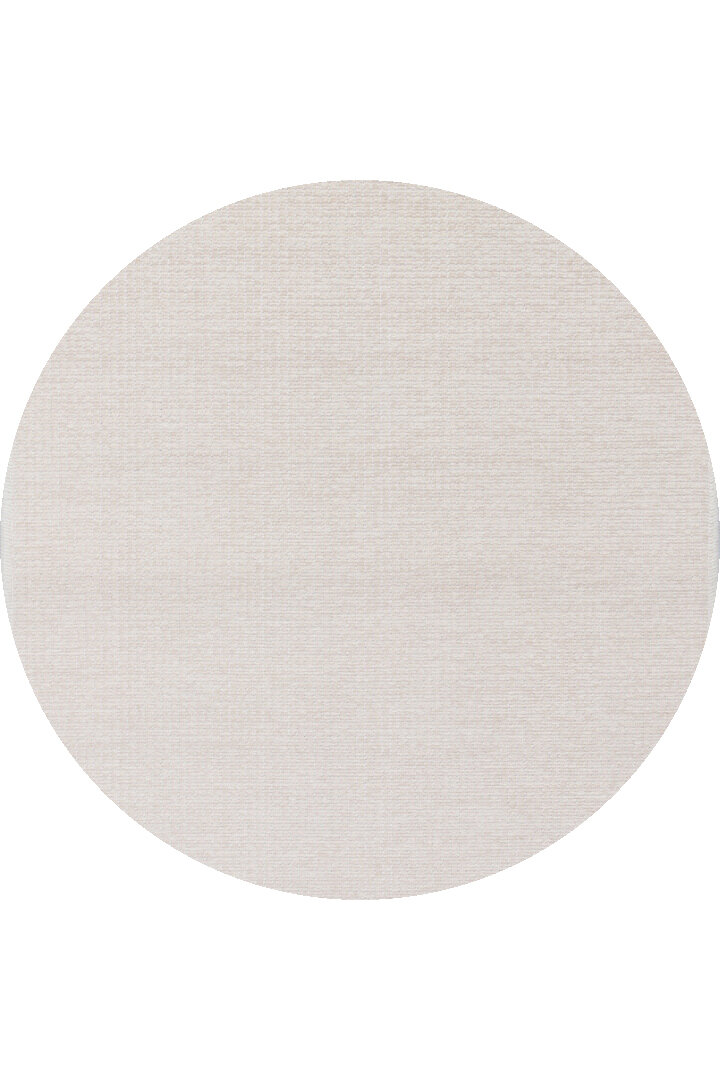 Divan Şönil Pamuklu Tek Renk Desensiz Kilim Yuvarlak Halı Hr-1621 Krem 