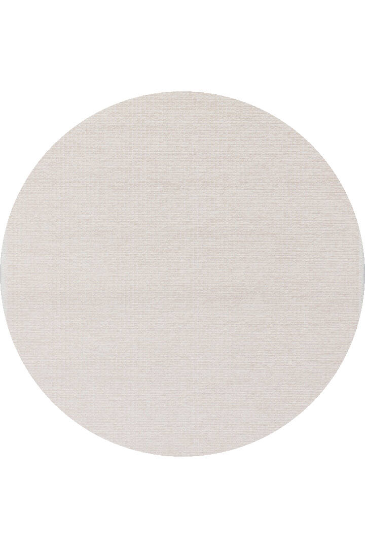 Divan Şönil Pamuklu Tek Renk Desensiz Kilim Yuvarlak Halı Hr-1621 Krem - 1
