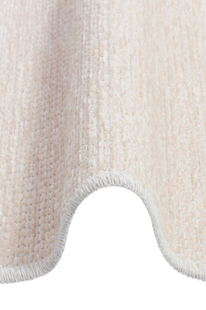 Divan Şönil Pamuklu Tek Renk Desensiz Kilim Yuvarlak Halı Hr-1621 Krem - 3
