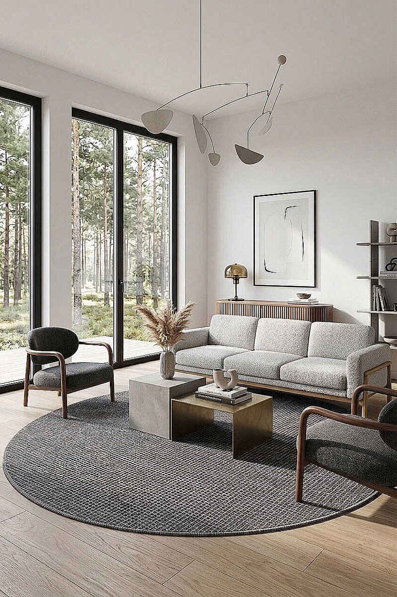 Divan Daire 100x100 Hr-1941 Antrasit - Frenda