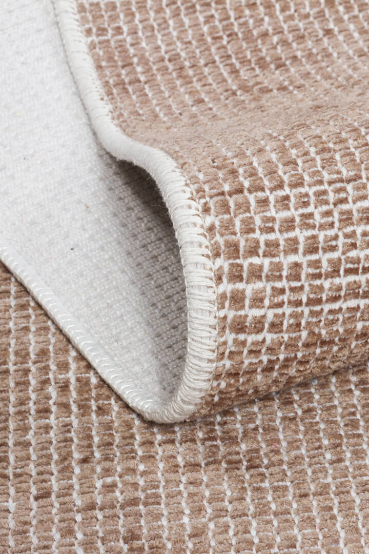 Divan Şönil Pamuklu Tek Renk Desensiz Kilim Yuvarlak Halı Hr-4501 Bej - 2