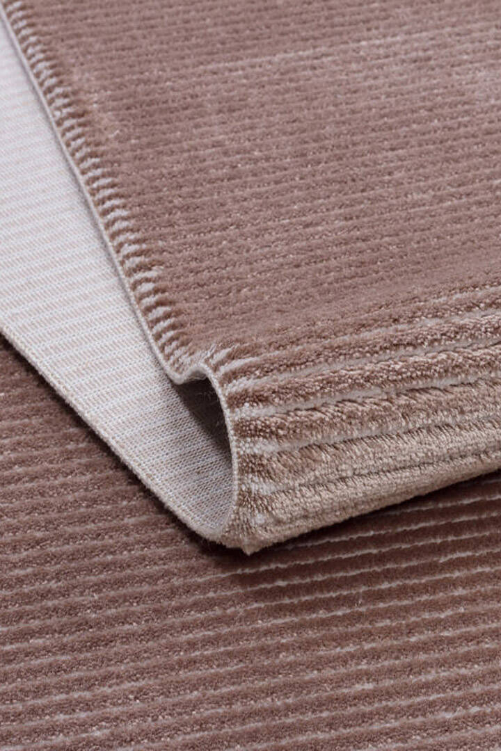 Düz Renk Çizgili Nar Yumuşak Dokulu Akrilik Halı Nr01 Bej - 5