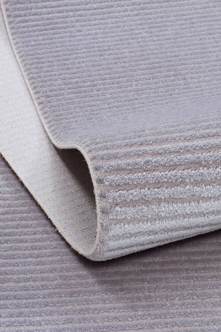 Düz Renk Çizgili Nar Yumuşak Dokulu Akrilik Halı Nr01 Gri - 5