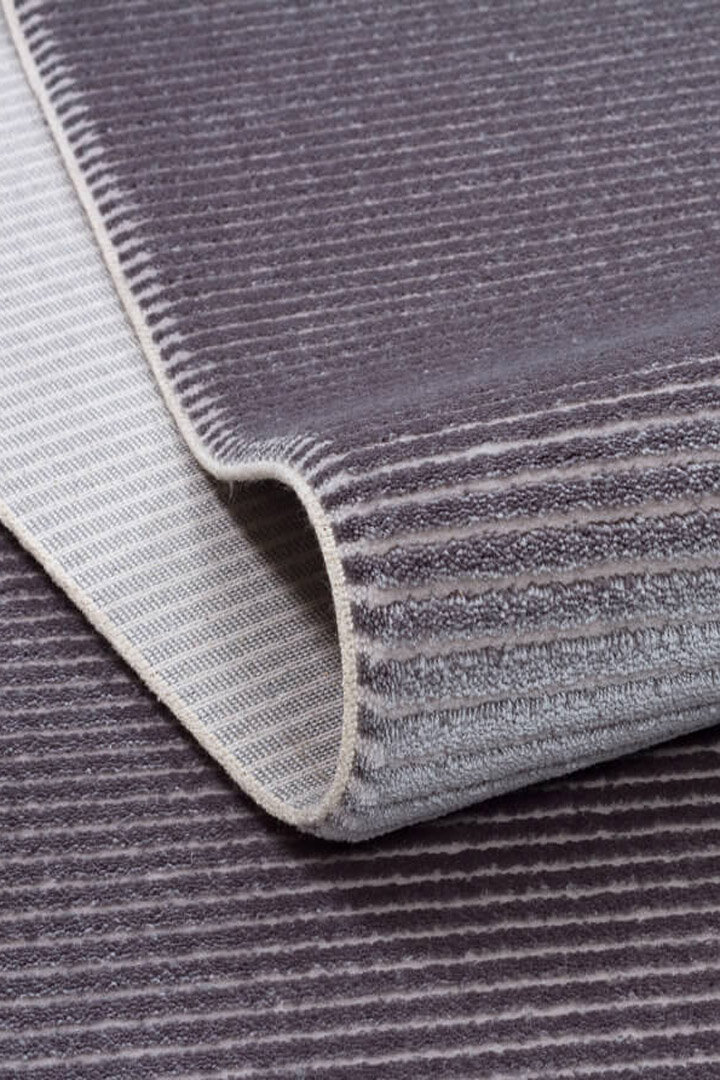 Düz Renk Çizgili Nar Yumuşak Dokulu Akrilik Halı Nr01 Koyu Gri - 5