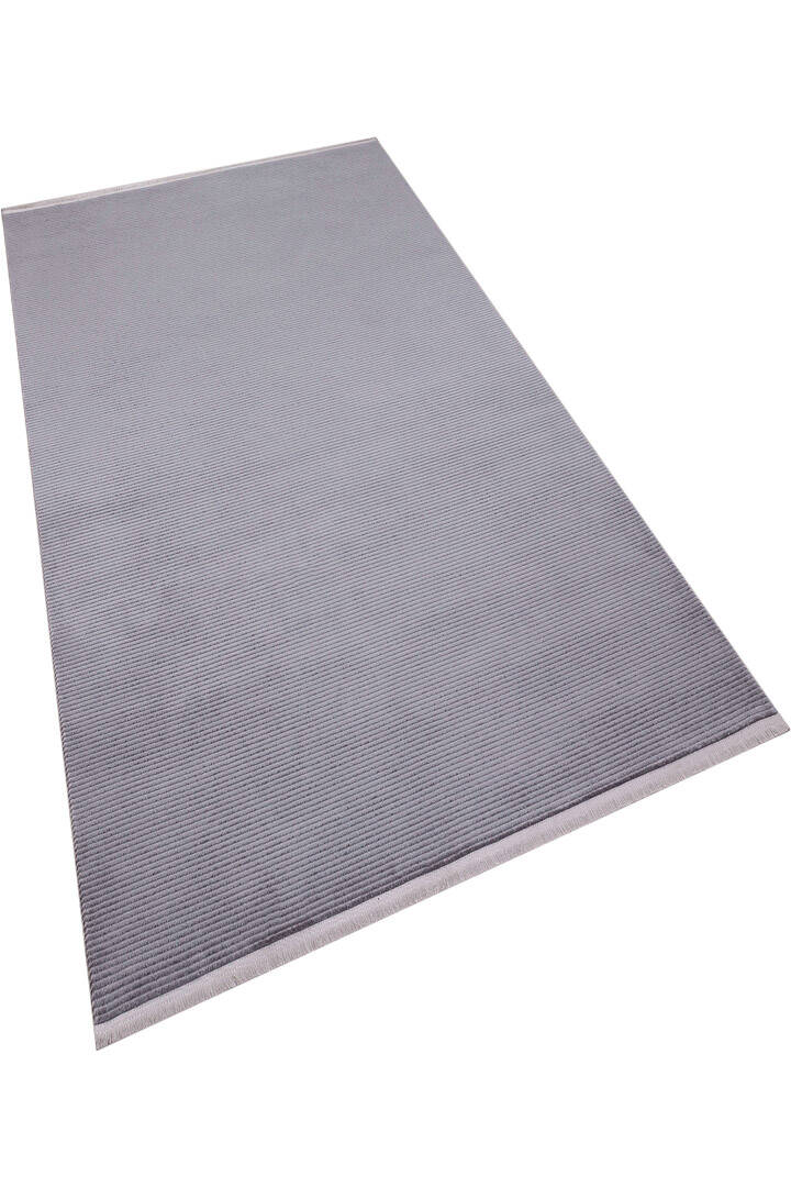 Düz Renk Çizgili Nar Yumuşak Dokulu Akrilik Halı Nr01 Koyu Gri - 3