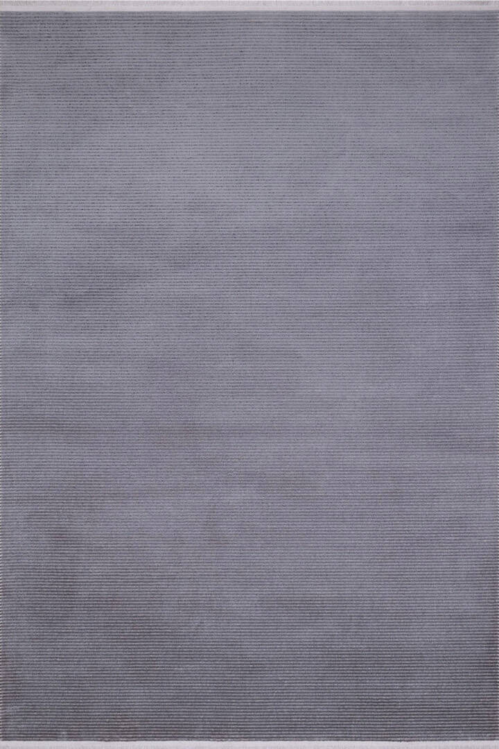 Düz Renk Çizgili Nar Yumuşak Dokulu Akrilik Halı Nr01 Koyu Gri - 1