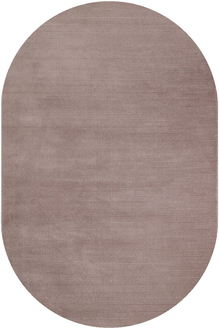 Düz Renk Çizgili Nar Yumuşak Dokulu Akrilik Oval Halı Nr01 Bej 
