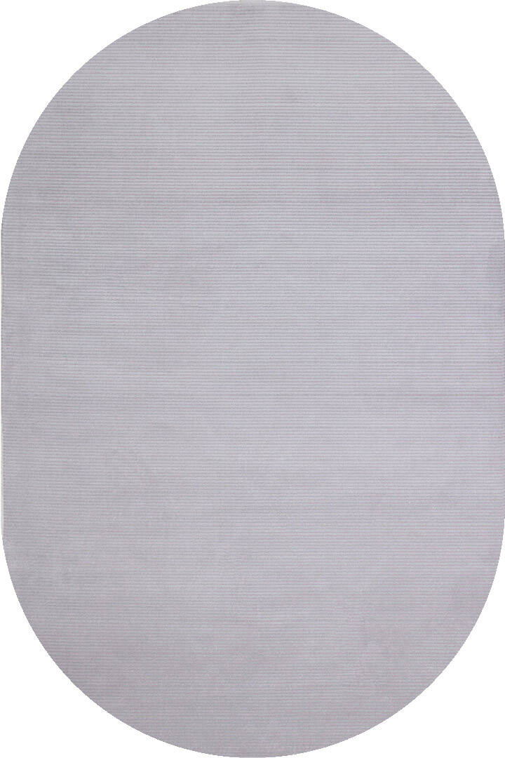 Düz Renk Çizgili Nar Yumuşak Dokulu Akrilik Oval Halı Nr01 Gri - 1
