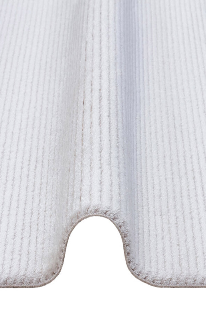 Düz Renk Çizgili Nar Yumuşak Dokulu Akrilik Oval Halı Nr01 Kemik - 2