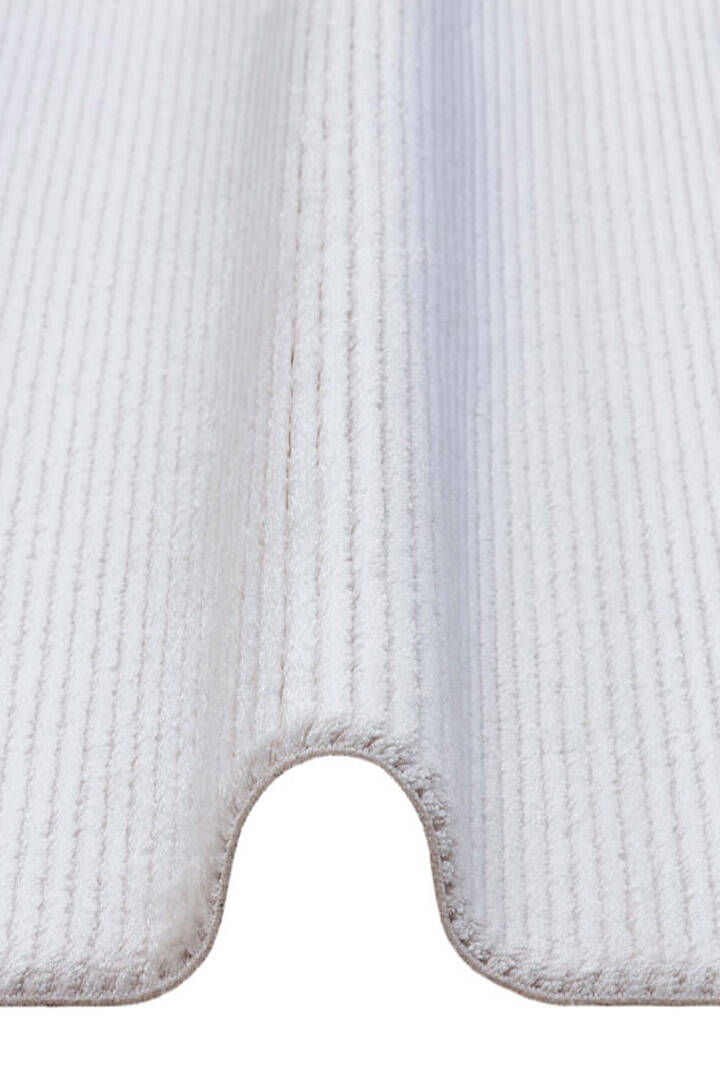 Düz Renk Çizgili Nar Yumuşak Dokulu Akrilik Oval Halı Nr01 Kemik - 2