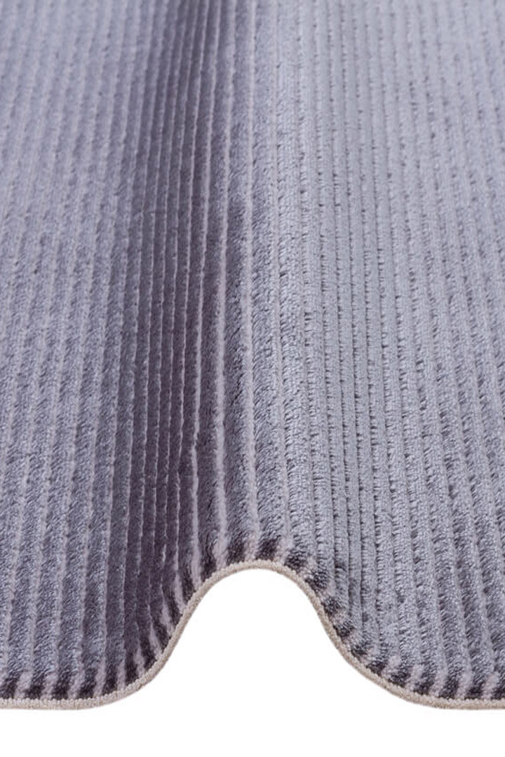 Düz Renk Çizgili Nar Yumuşak Dokulu Akrilik Oval Halı Nr01 Koyu Gri - 2