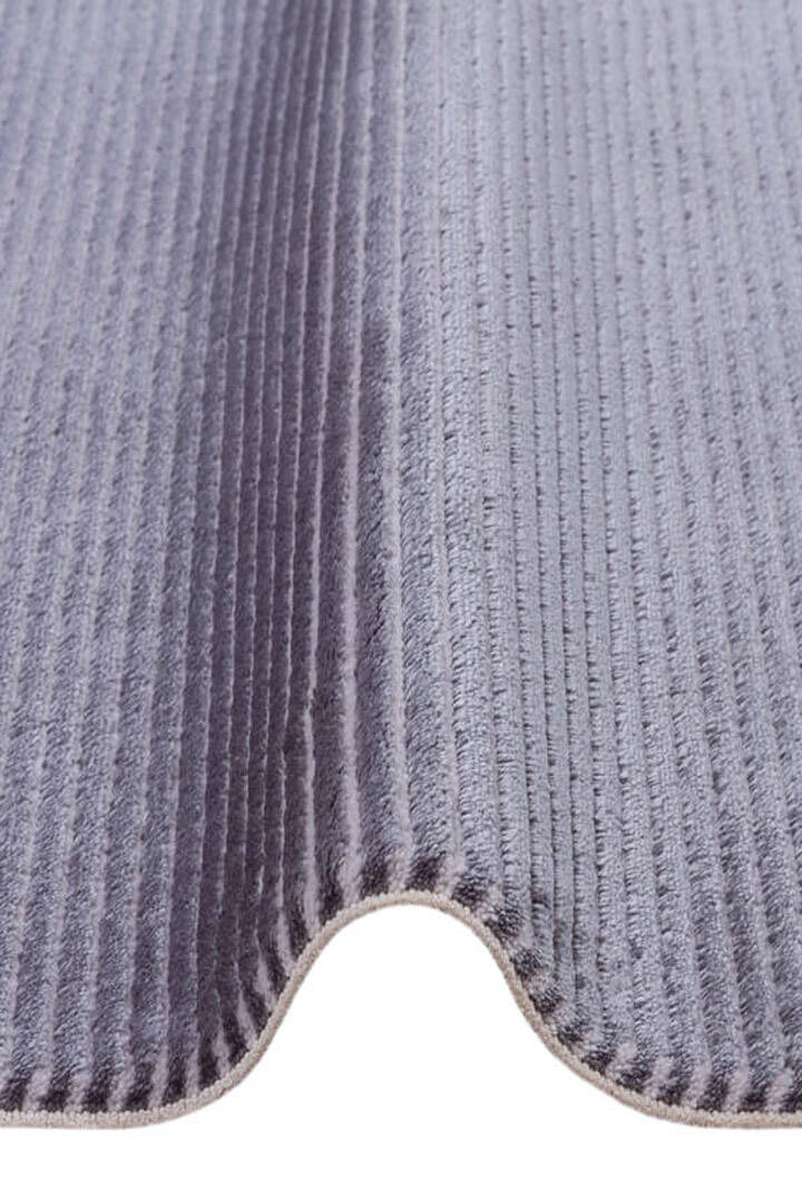 Düz Renk Çizgili Nar Yumuşak Dokulu Akrilik Oval Halı Nr01 Koyu Gri - 2