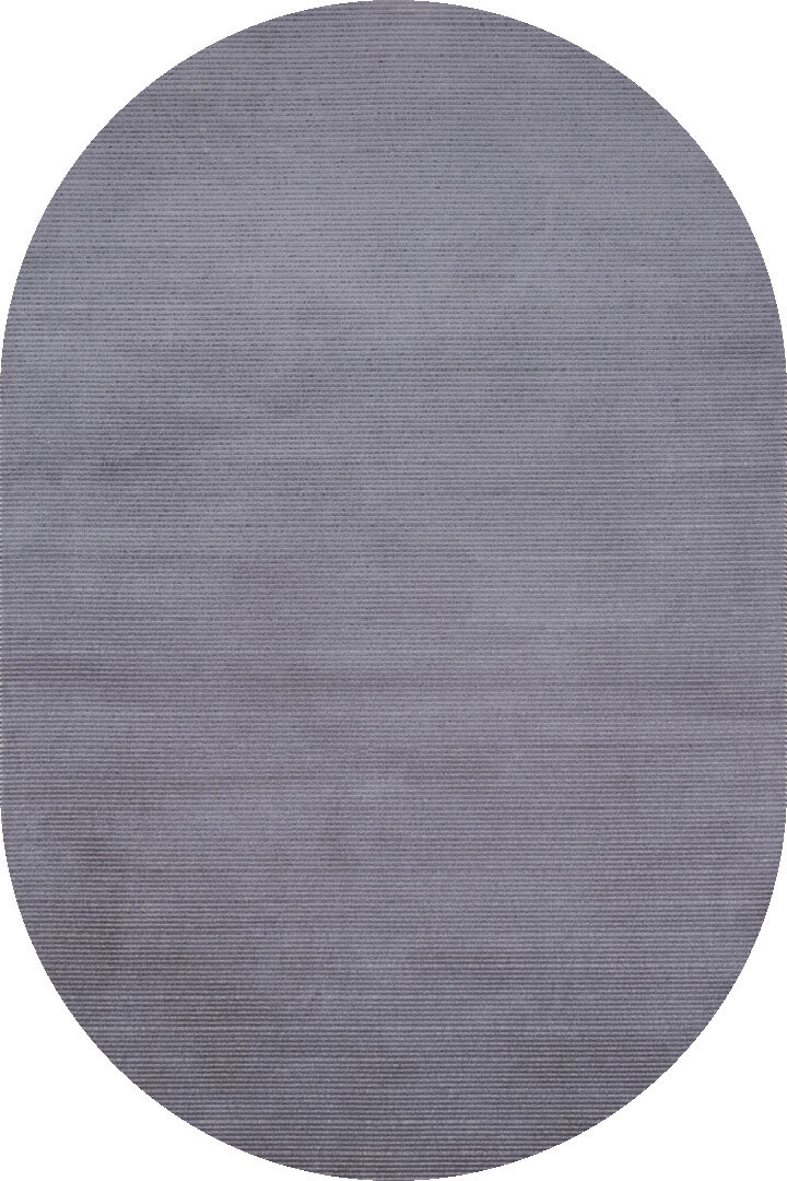 Düz Renk Çizgili Nar Yumuşak Dokulu Akrilik Oval Halı Nr01 Koyu Gri 