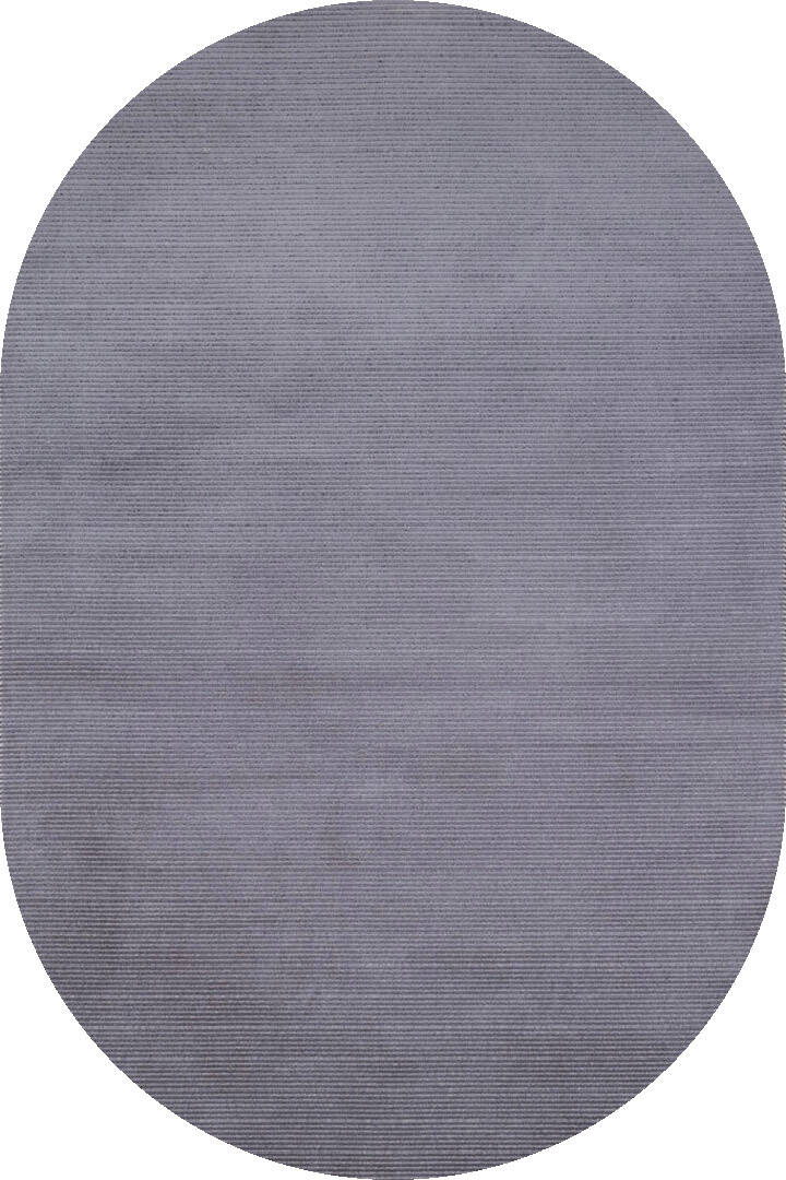 Düz Renk Çizgili Nar Yumuşak Dokulu Akrilik Oval Halı Nr01 Koyu Gri - 1