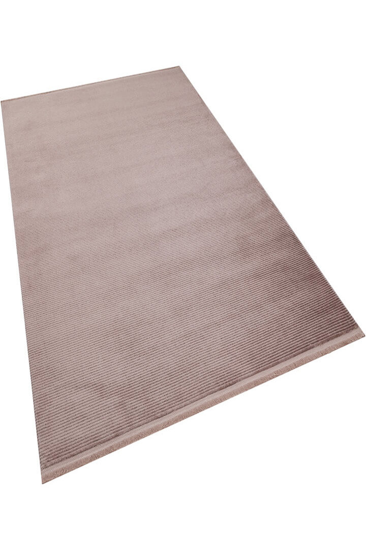 Düz Renk Çizgili Nar Yumuşak Dokulu Akrilik Yolluk Özel Ölçü Kesme Halı Nr01 Bej - Frenda (1)