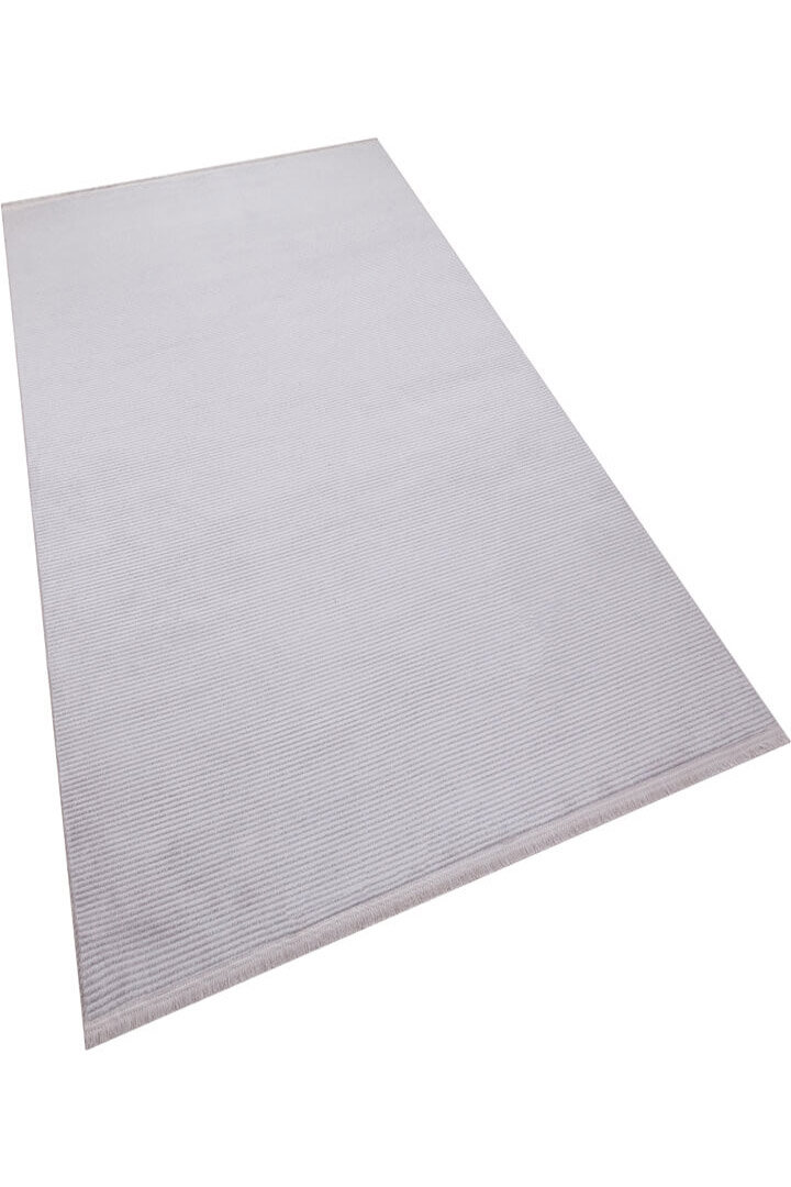 Düz Renk Çizgili Nar Yumuşak Dokulu Akrilik Yolluk Özel Ölçü Kesme Halı Nr01 Gri - Frenda (1)