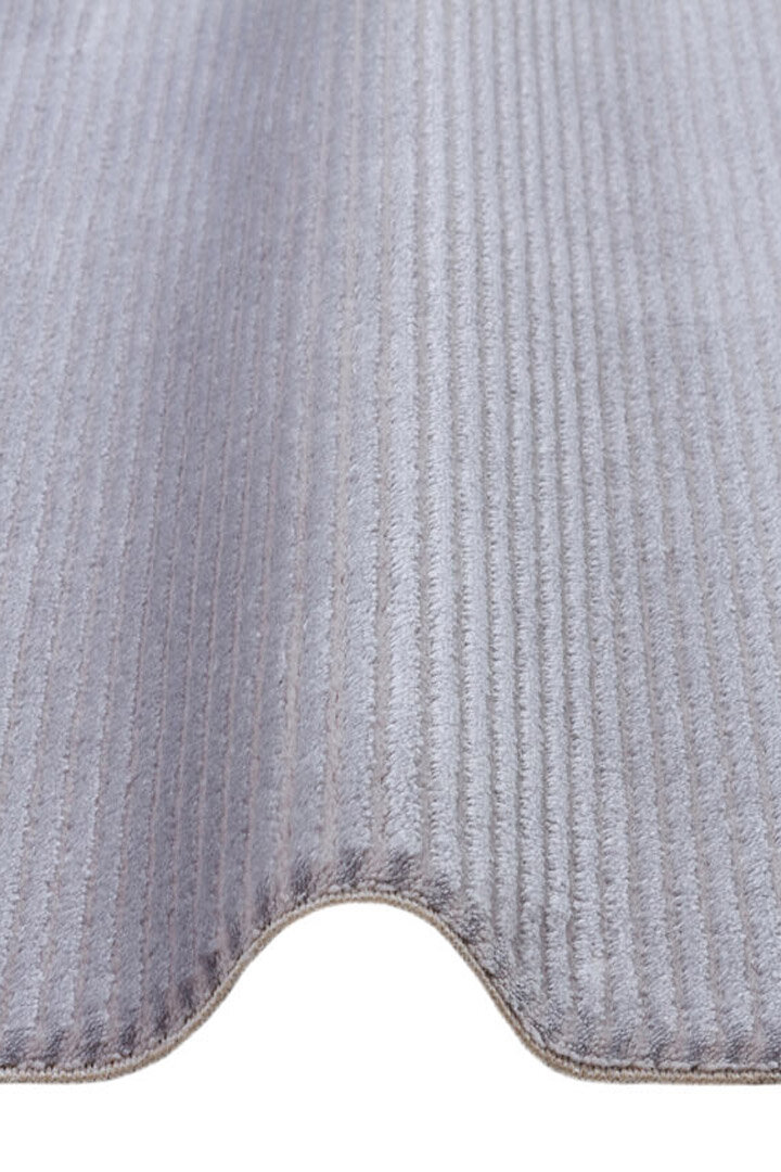 Düz Renk Çizgili Nar Yumuşak Dokulu Akrilik Yolluk Özel Ölçü Kesme Halı Nr01 Gri - 4