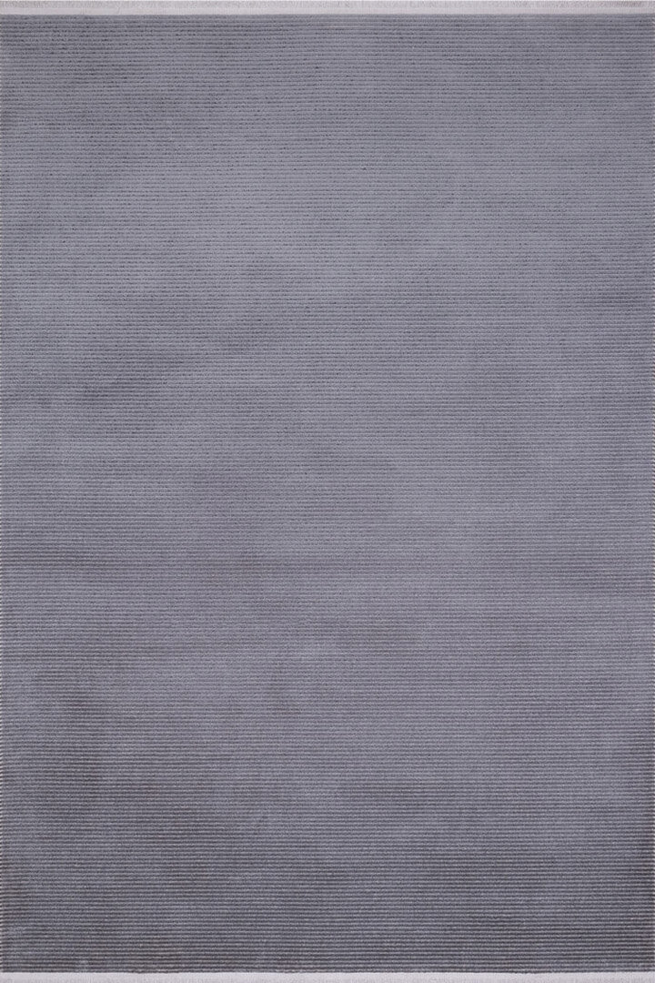 Düz Renk Çizgili Nar Yumuşak Dokulu Akrilik Yolluk Özel Ölçü Kesme Halı Nr01 Koyu Gri - 3