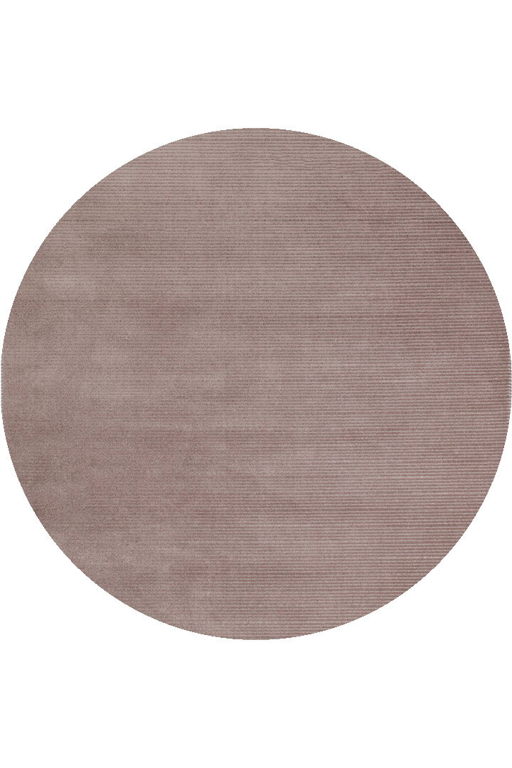 Düz Renk Çizgili Nar Yumuşak Dokulu Akrilik Yuvarlak Halı Nr01 Bej 