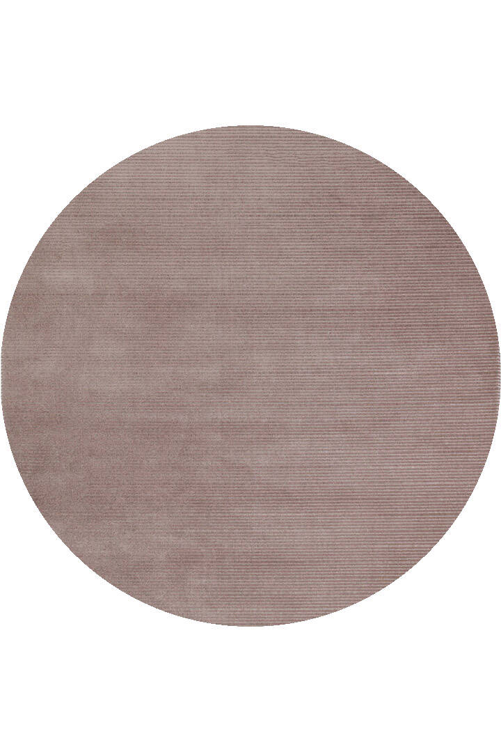 Düz Renk Çizgili Nar Yumuşak Dokulu Akrilik Yuvarlak Halı Nr01 Bej - 1