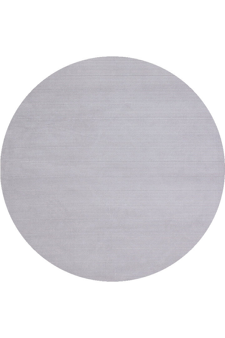 Düz Renk Çizgili Nar Yumuşak Dokulu Akrilik Yuvarlak Halı Nr01 Gri 