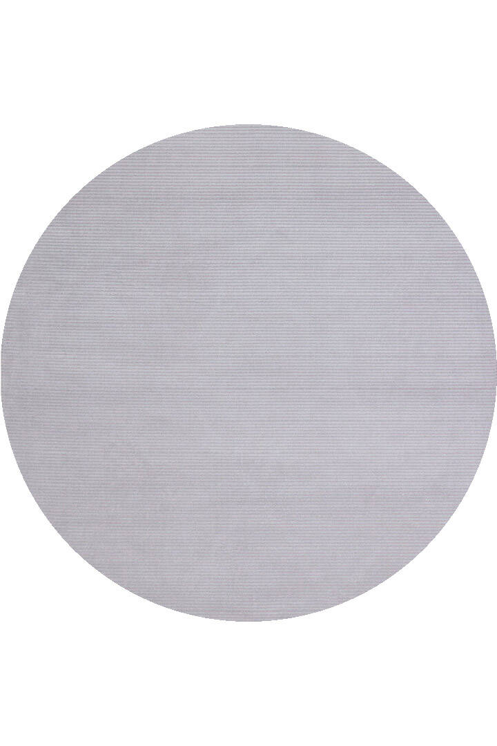 Düz Renk Çizgili Nar Yumuşak Dokulu Akrilik Yuvarlak Halı Nr01 Gri - 1