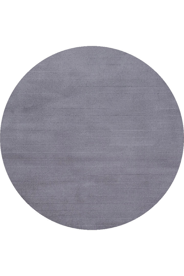 Düz Renk Çizgili Nar Yumuşak Dokulu Akrilik Yuvarlak Halı Nr01 Koyu Gri 