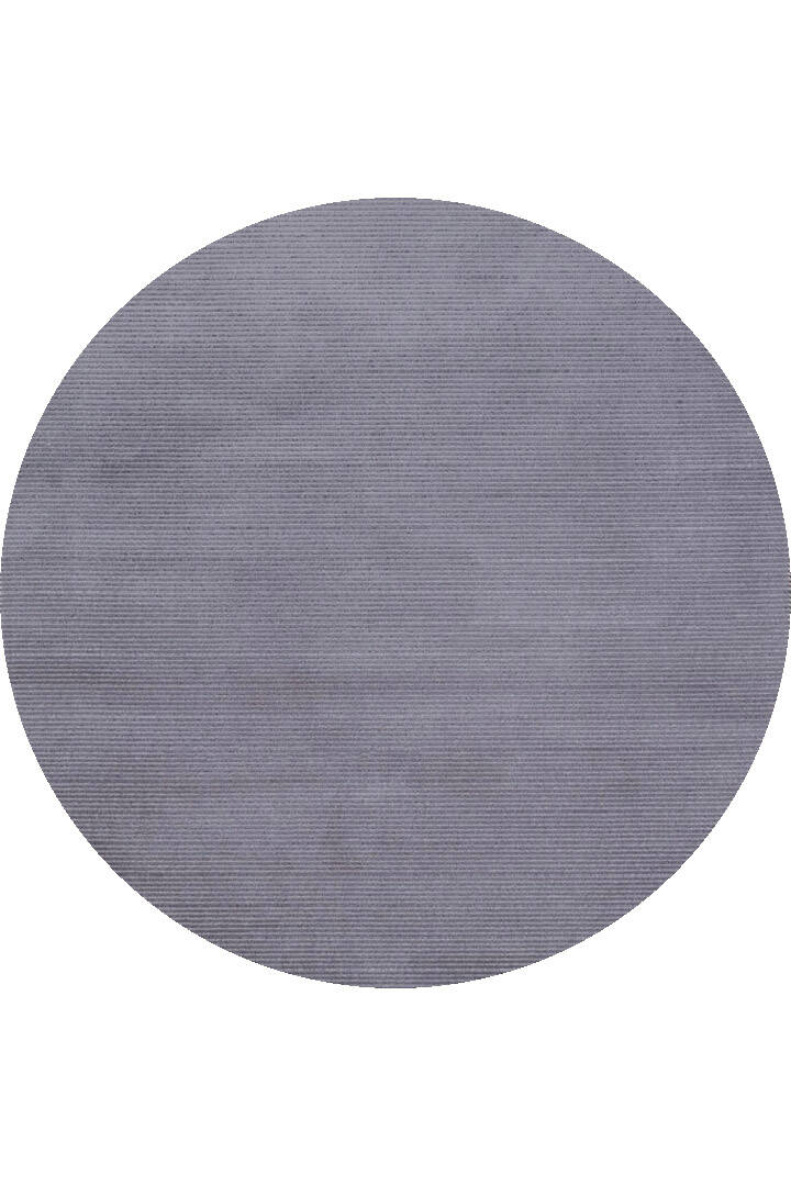 Düz Renk Çizgili Nar Yumuşak Dokulu Akrilik Yuvarlak Halı Nr01 Koyu Gri - 1
