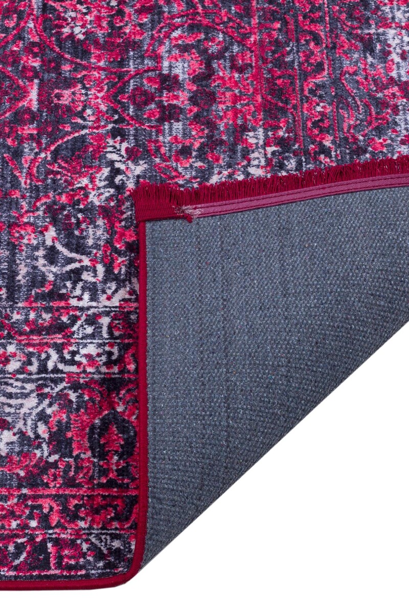 Eskitme Desenli Dokuma Taban Dijital Baskılı Halı Kırmızı - 6
