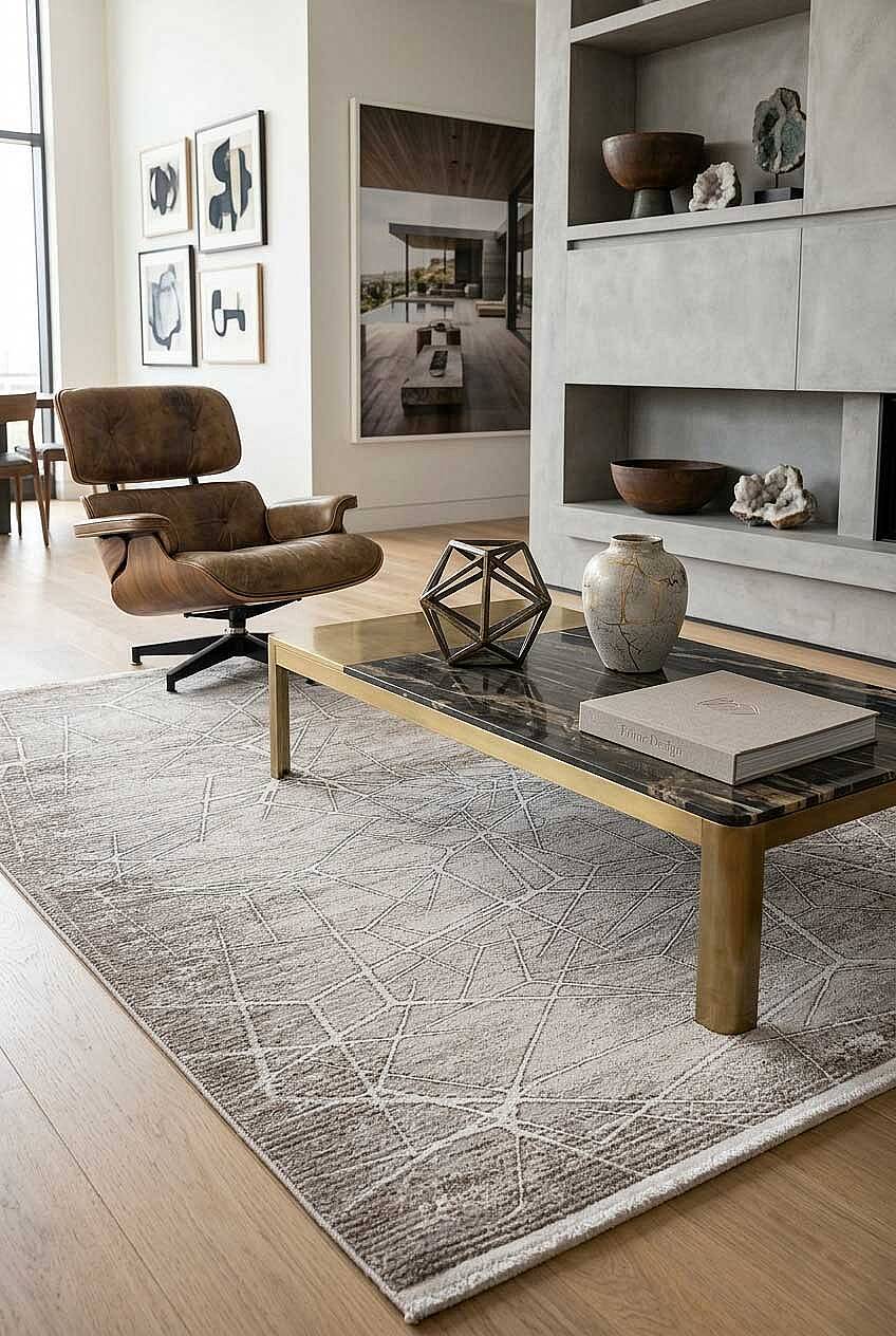 Eskitme Modern Miranda Terapi Desenli Halı Mr07 Bakır - 1