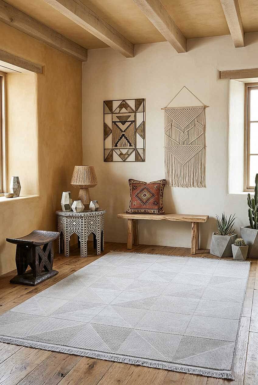 Etnik Craft Madre Modern Desenli Halı Md03 Krem - 1