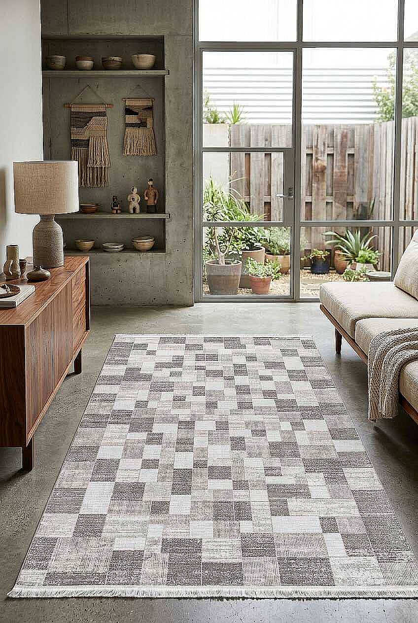 Etnik Craft Madre Modern Desenli Halı Md05 Bej - 1