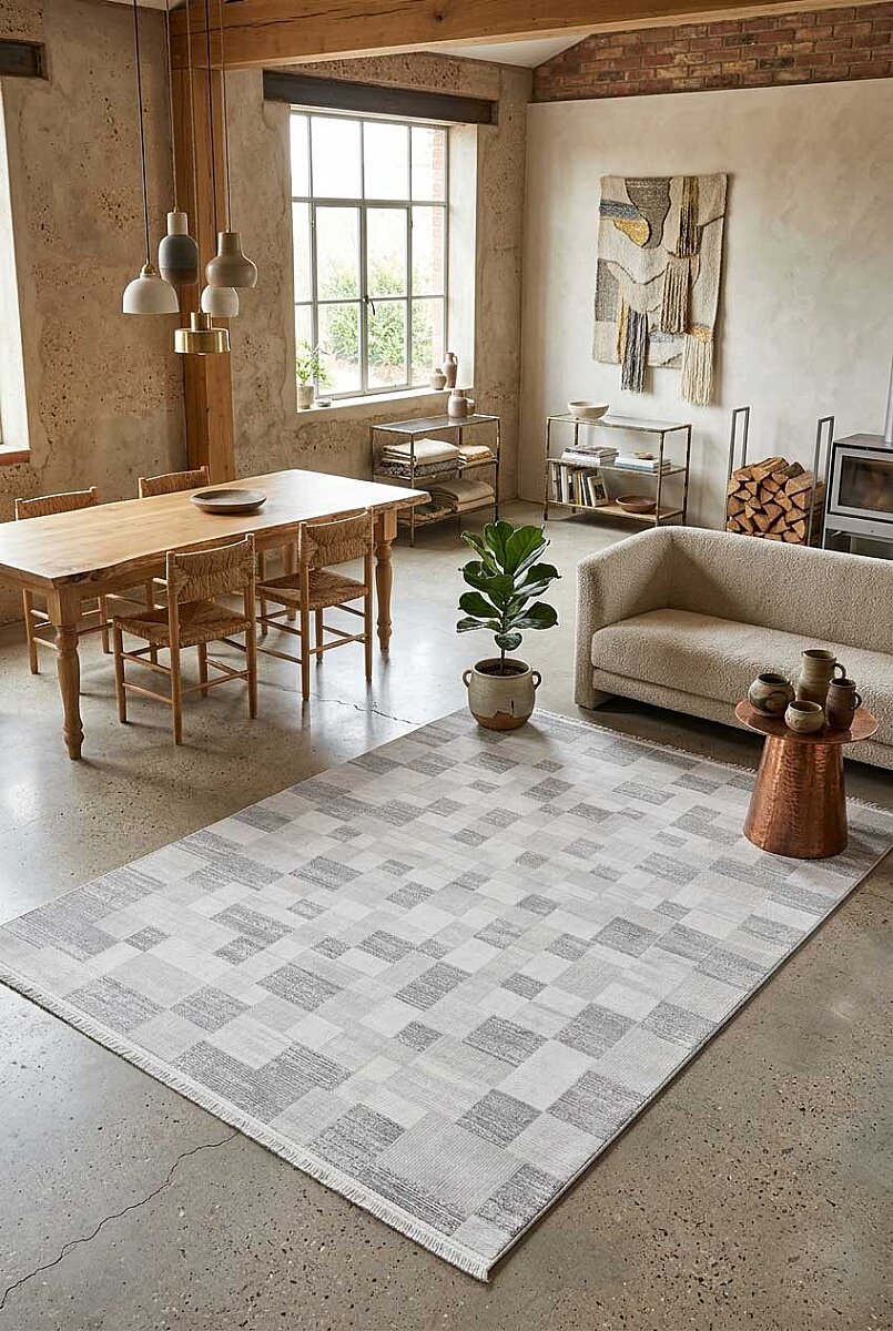 Etnik Craft Madre Modern Desenli Halı Md06 Gri - Frenda