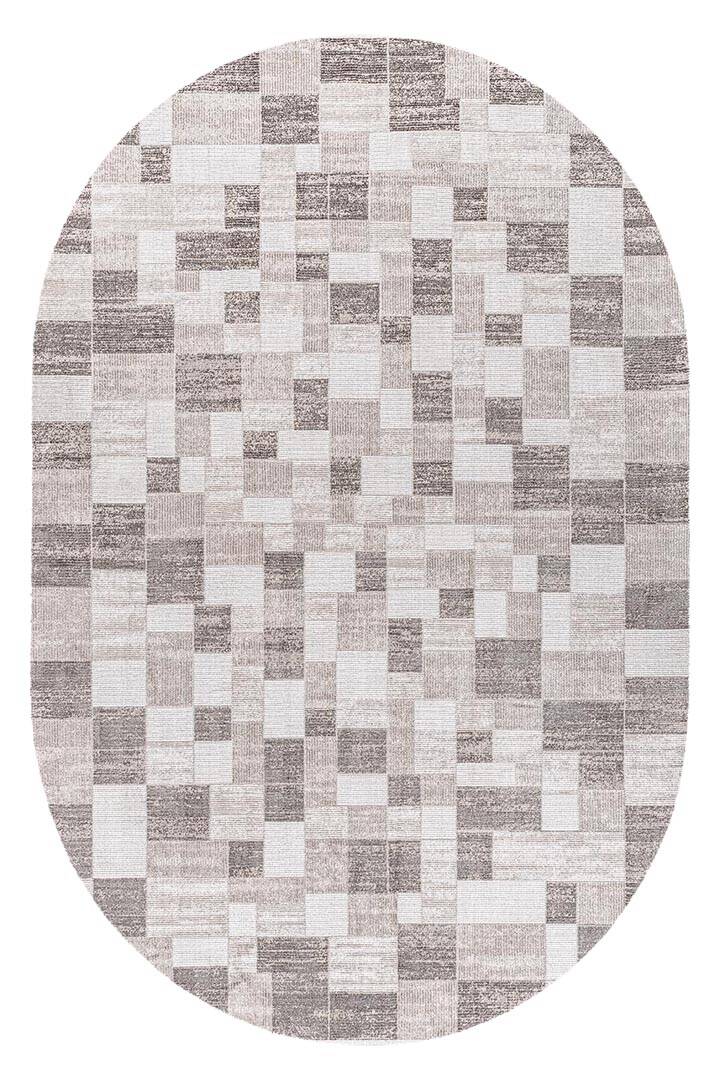 Etnik Craft Madre Modern Desenli Oval Halı Md05 Bej - 1