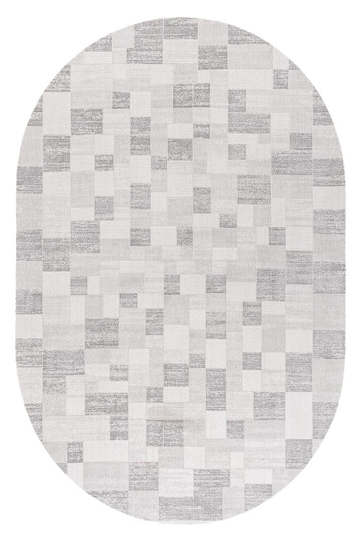 Etnik Craft Madre Modern Desenli Oval Halı Md06 Gri 