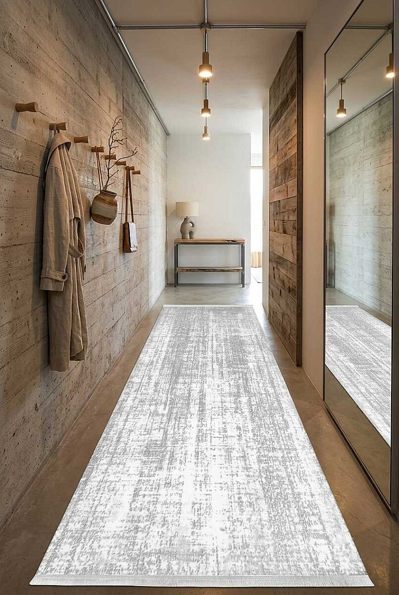 Etnik Craft Madre Modern Desenli Yolluk Özel Ölçü Kesme Halı Md01 Gri 