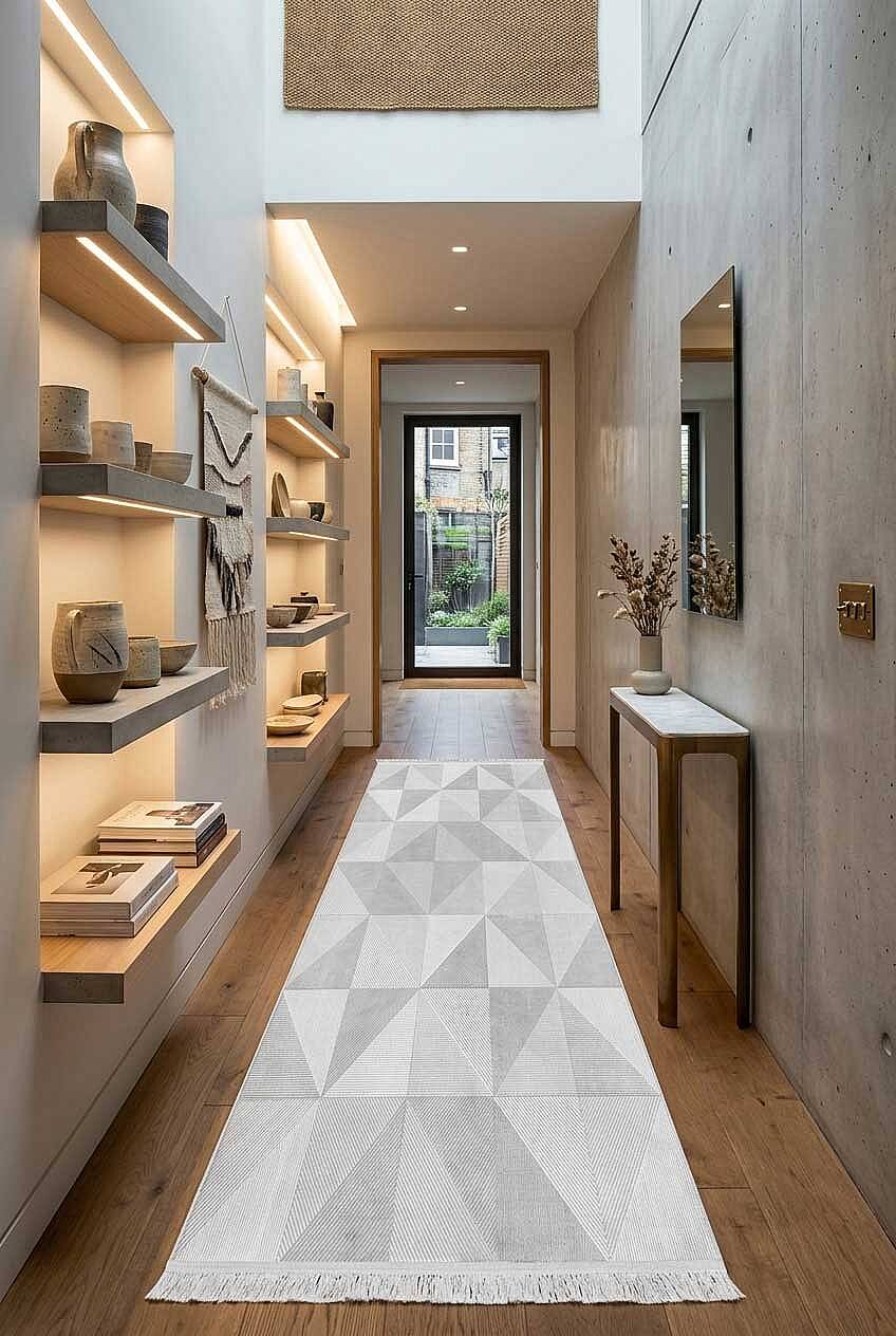 Etnik Craft Madre Modern Desenli Yolluk Özel Ölçü Kesme Halı Md04 Gri - 1