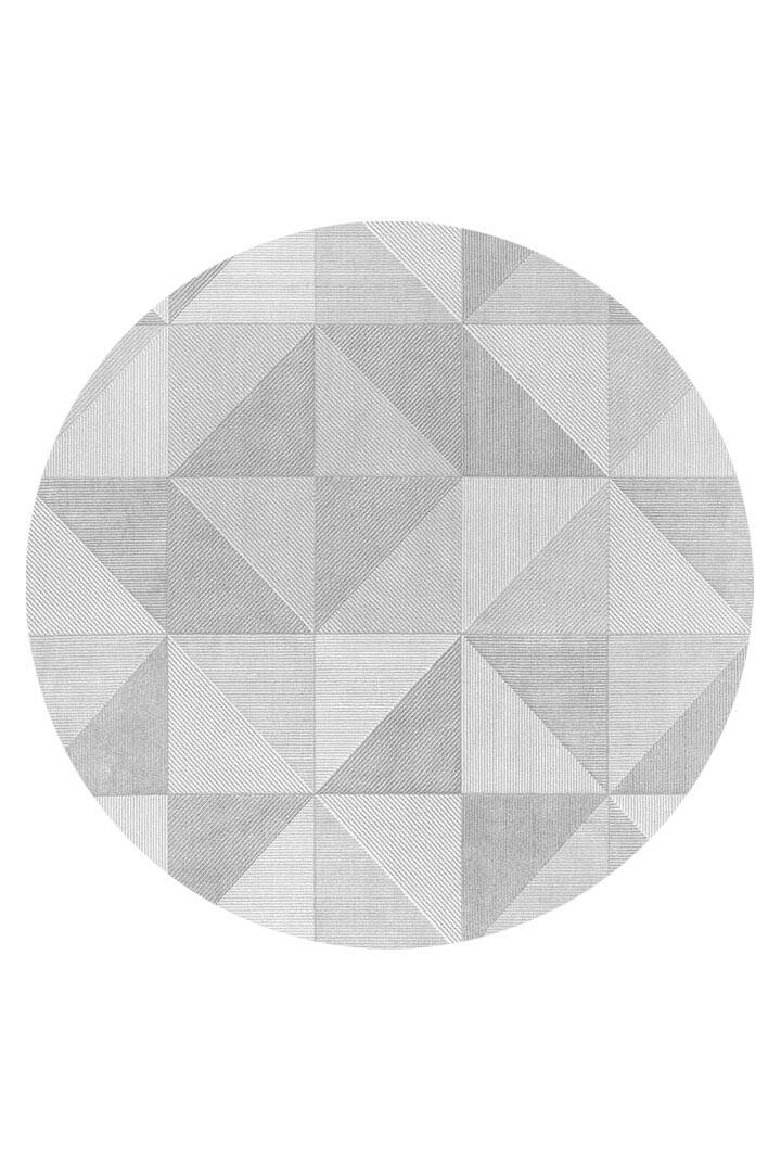 Etnik Craft Madre Modern Desenli Yuvarlak Halı Md04 Gri - 1