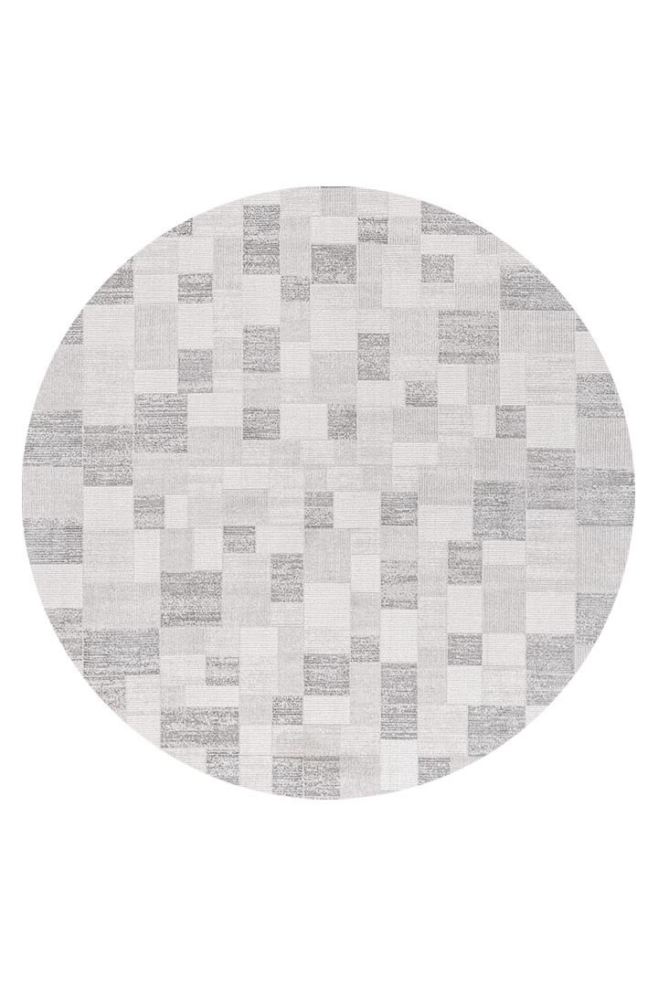 Etnik Craft Madre Modern Desenli Yuvarlak Halı Md06 Gri 