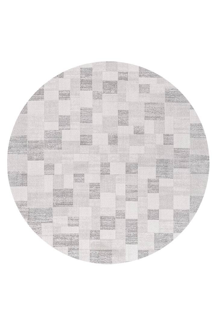 Etnik Craft Madre Modern Desenli Yuvarlak Halı Md06 Gri - 1