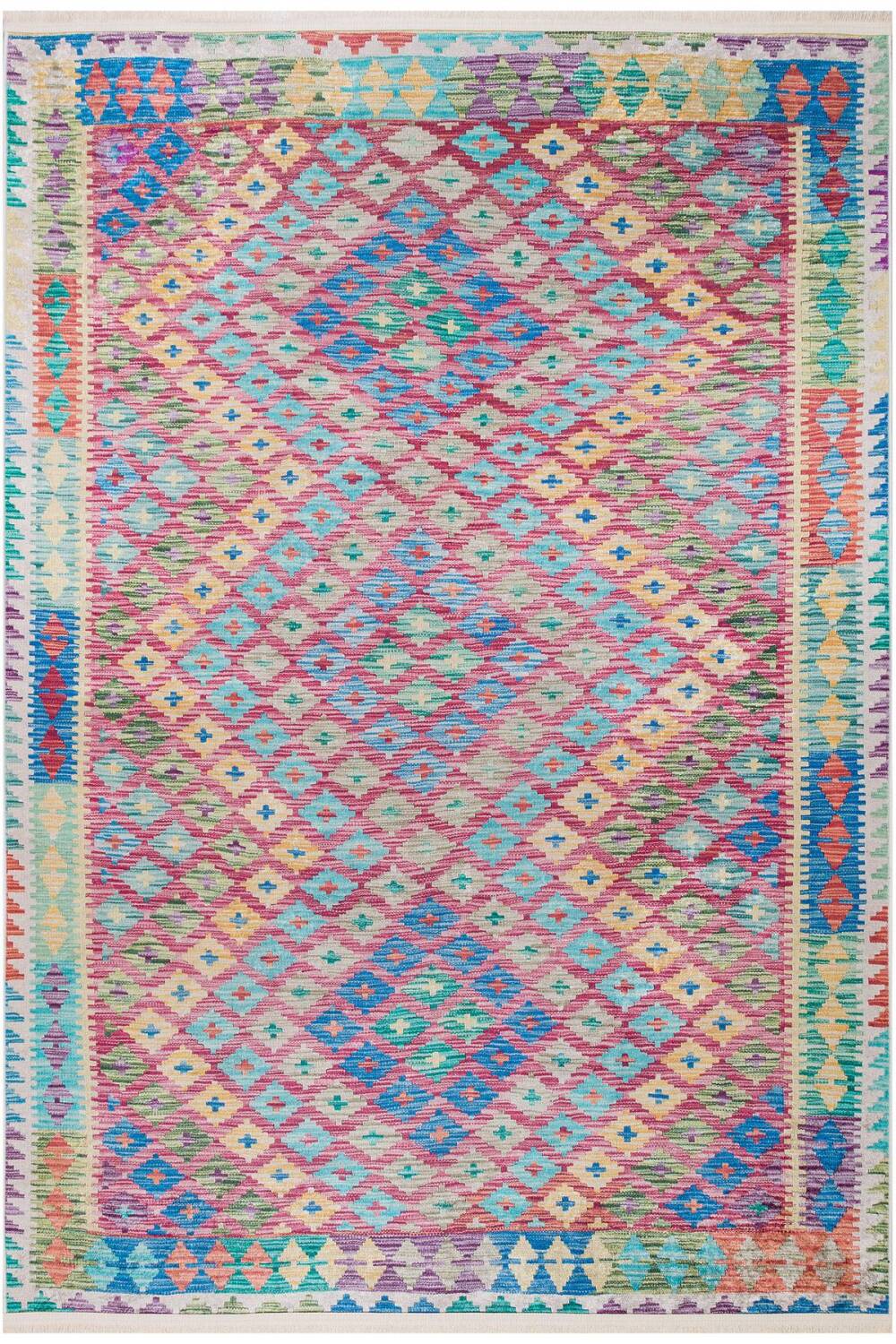 Etnik Kilim Desenli Pamuk Taban Yıkanabilir Halı - 1