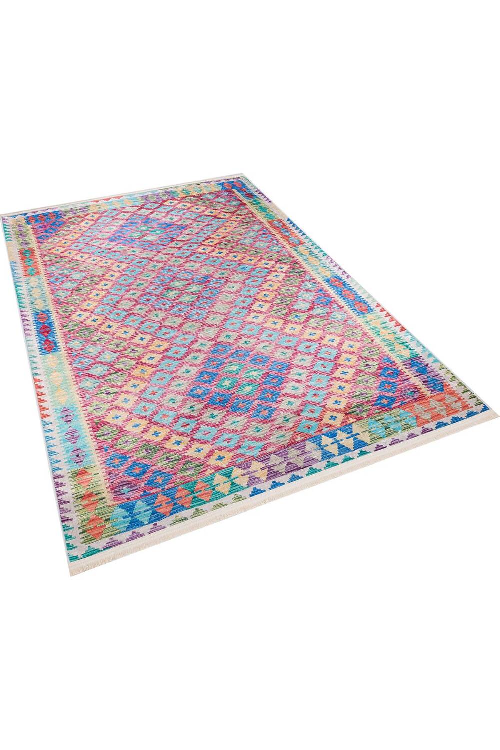 Etnik Kilim Desenli Pamuk Taban Yıkanabilir Halı - 2