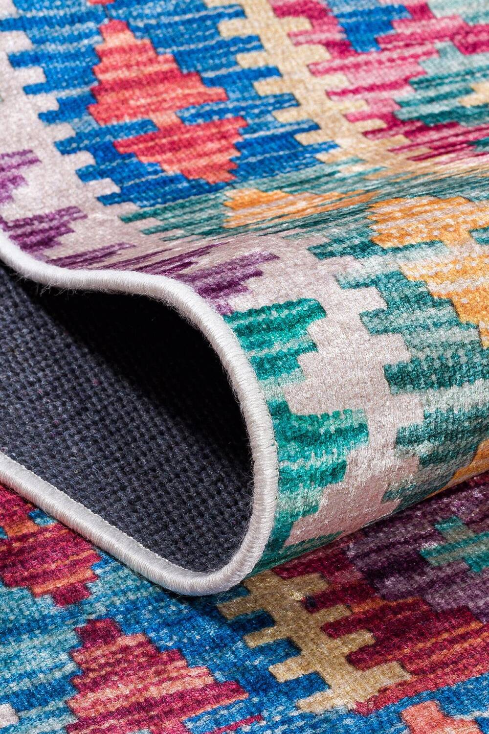 Etnik Kilim Desenli Pamuk Taban Yıkanabilir Halı - 4