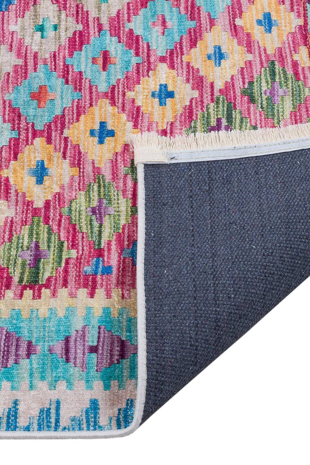 Etnik Kilim Desenli Pamuk Taban Yıkanabilir Halı - 5