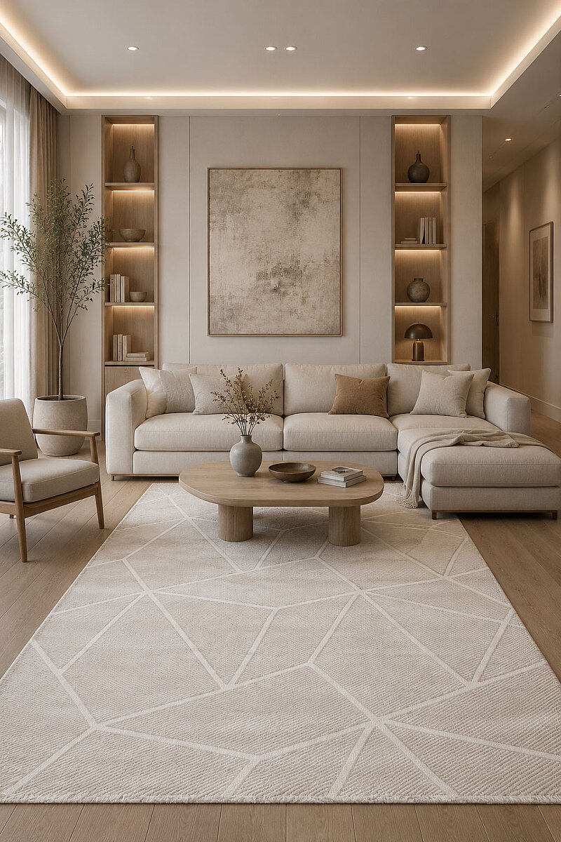 Etro Dekoratif Modern Akrilik Makine Halısı Et02 Kemik - Frenda